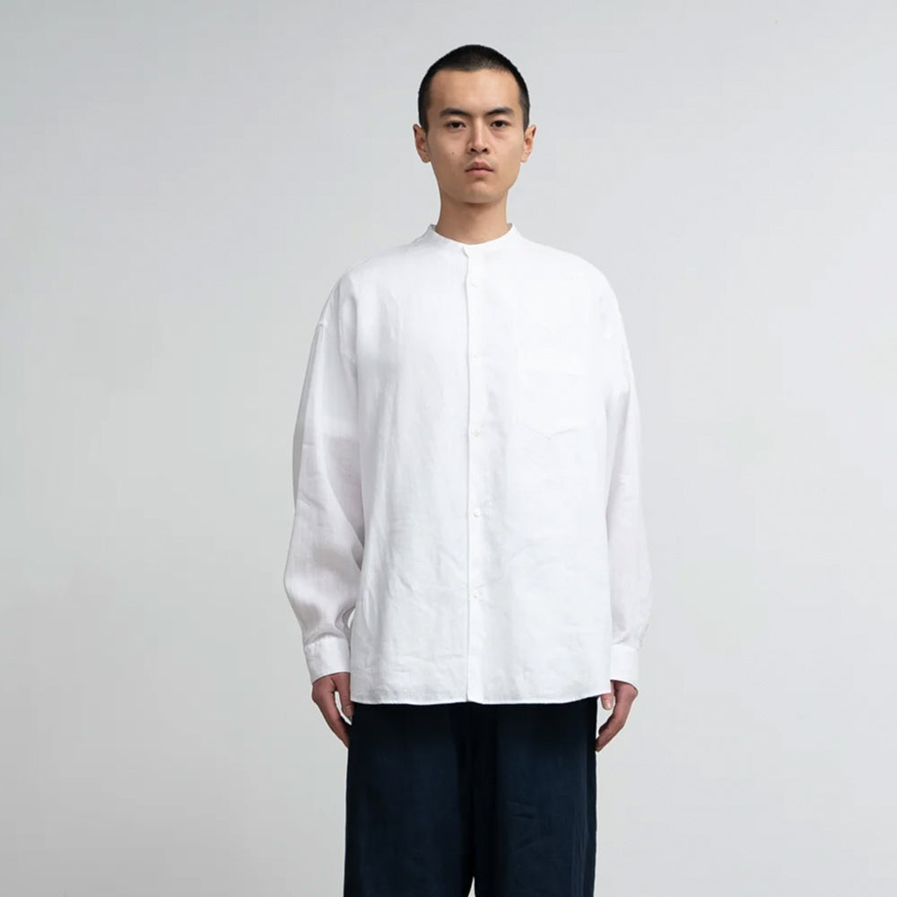 Graphpaper - Linen L/S Oversized Band Collar Shirt
