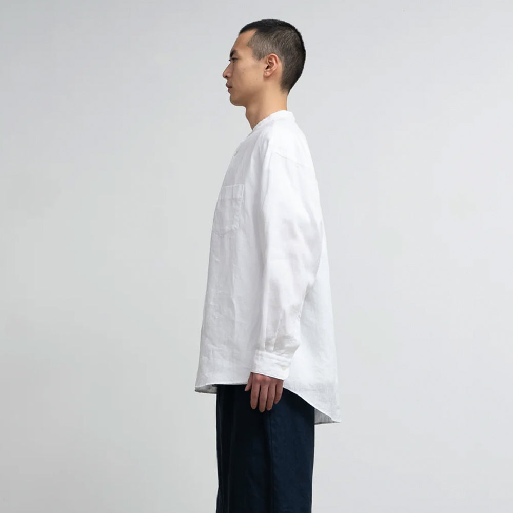 Graphpaper - Linen L/S Oversized Band Collar Shirt