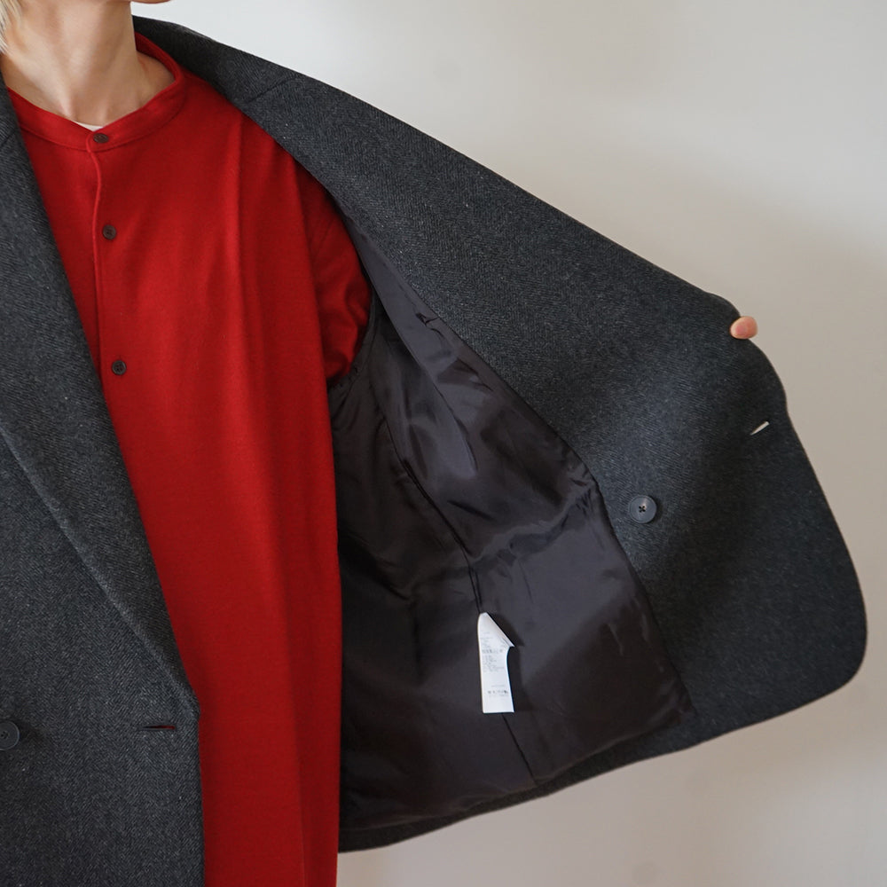 ATON - SUPER 120S DOUBLE MELTON OVERSIZED JACKET COAT