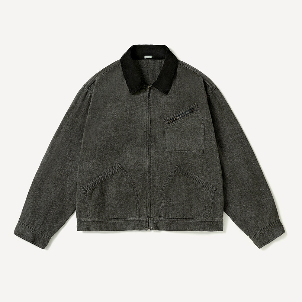 ジャケット・アウター A.PRESSE Vintage Black Chambray Jacket 1 A.PRESSE - Vintage Black Chambray Work Jacket – IN MY BOOK STORE