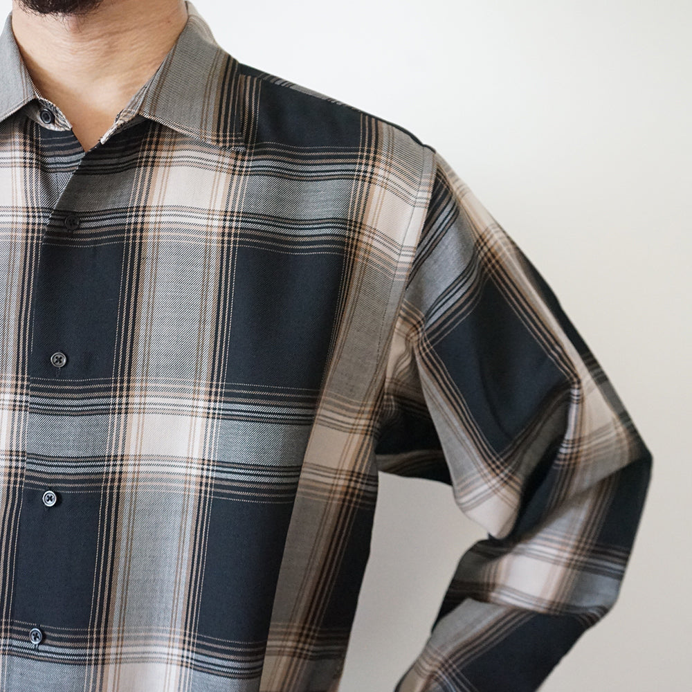 BATONER - OMBRE CHECK REGULAR COLLAR SHIRT