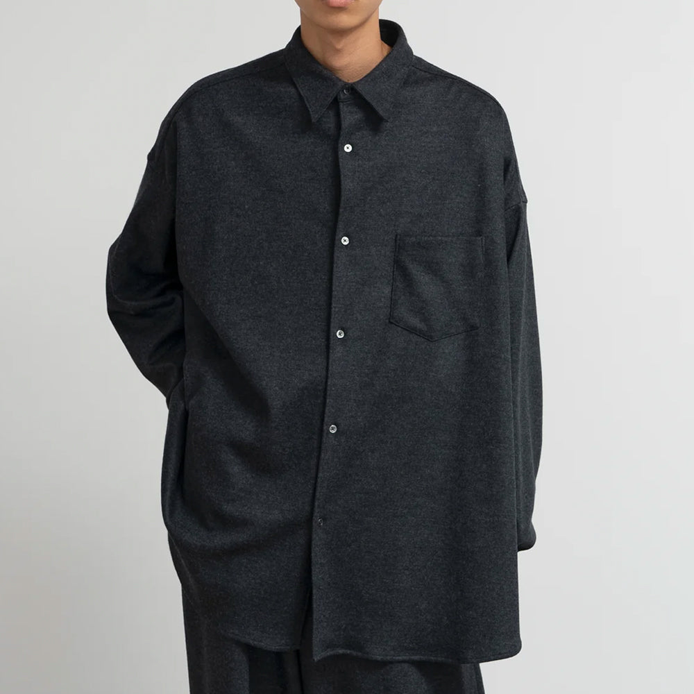 Graphpaper - Wool Smooth Flannel Oversized Regular Collar Shirt