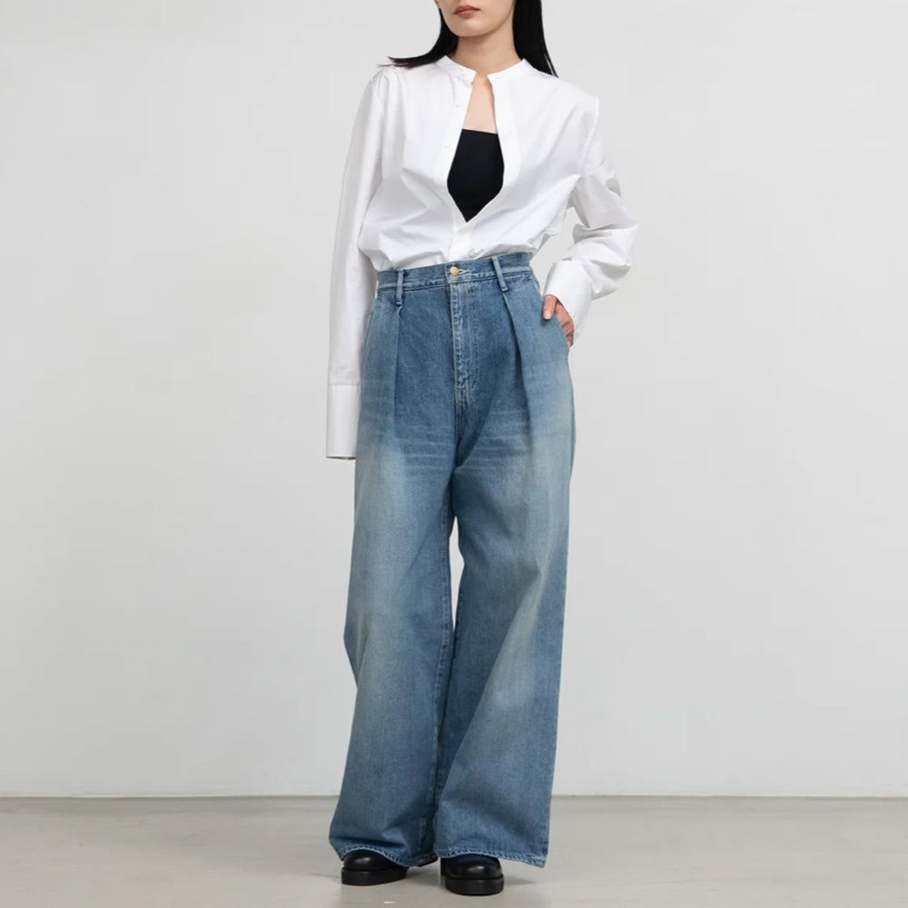 Graphpaper - Selvage Denim Two Tuck Wide Pants-LIGHT FADE-