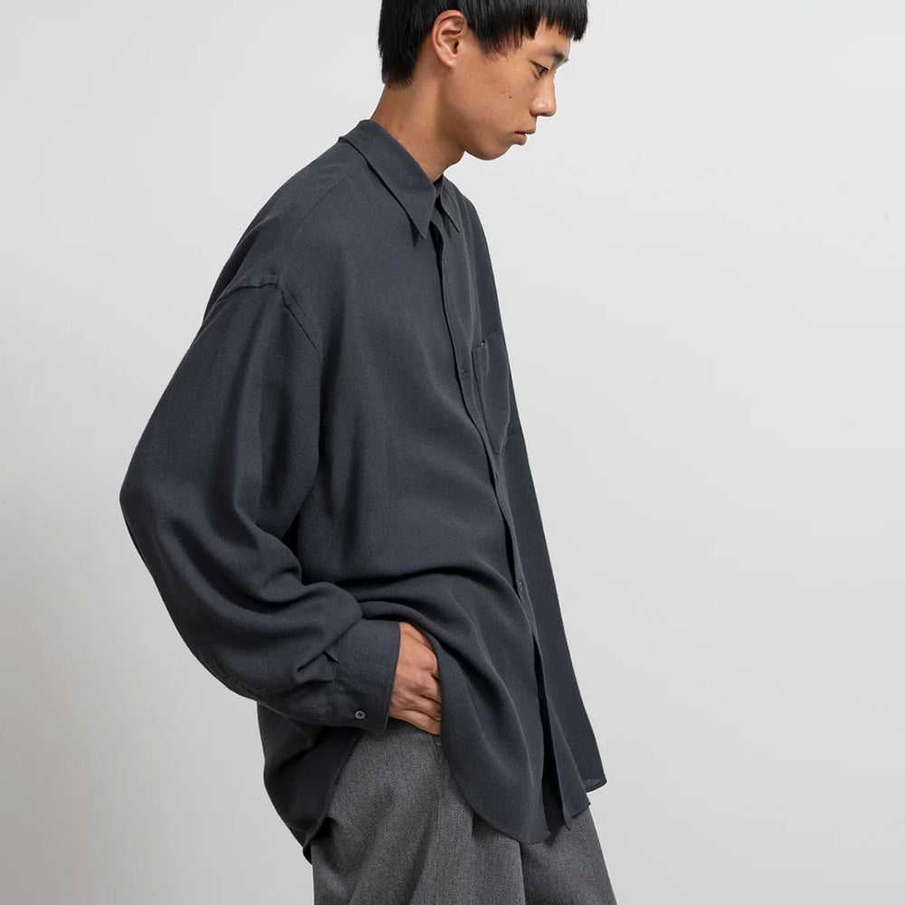 Graphpaper - Viscose Wool Viyella Oversized Regular Collar Shirts