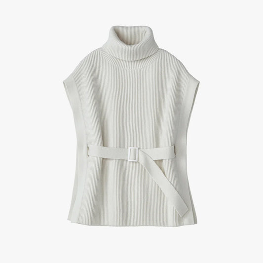 Graphpaper - Fine Wool Rib Knit High Neck Belted Vest