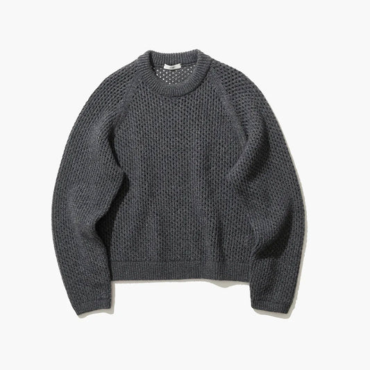 ATON - WOOL CASHMERE ALPACA MESH CREWNECK SWEATER