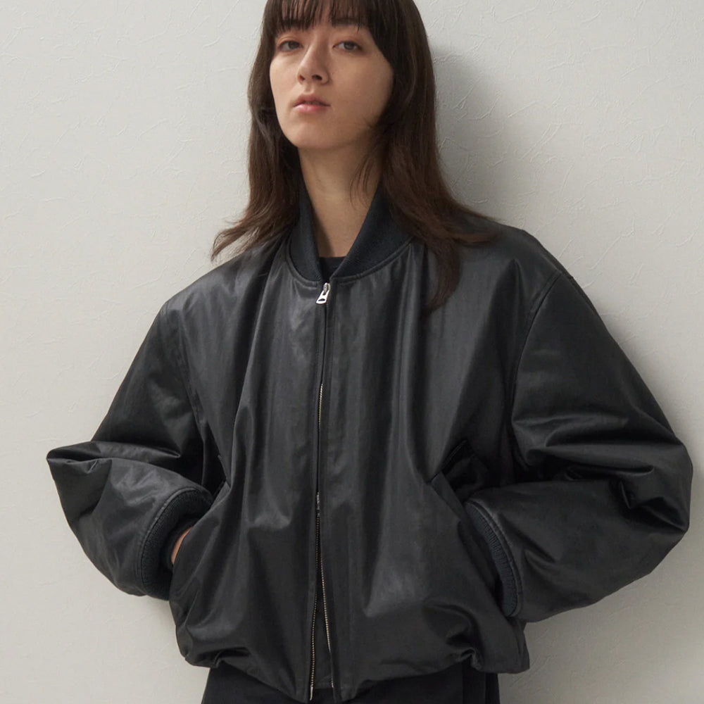 ATON - COWHIDE NYLON CROPPED JACKET MA-1 – IN MY BOOK STORE