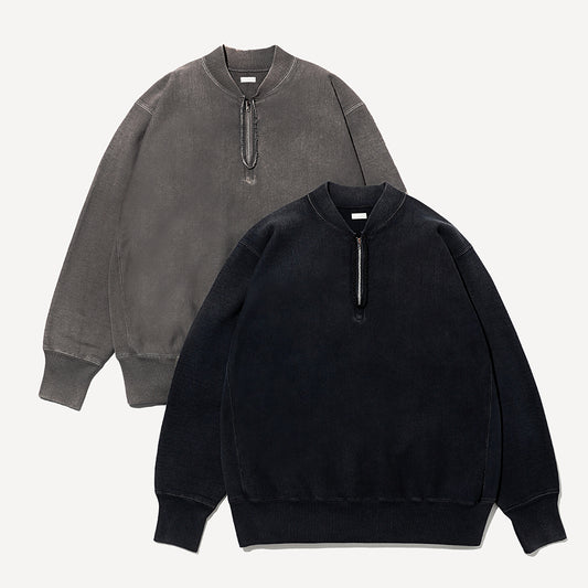 A.PRESSE - Vintage Half Zip Rib Collar Sweatshirt