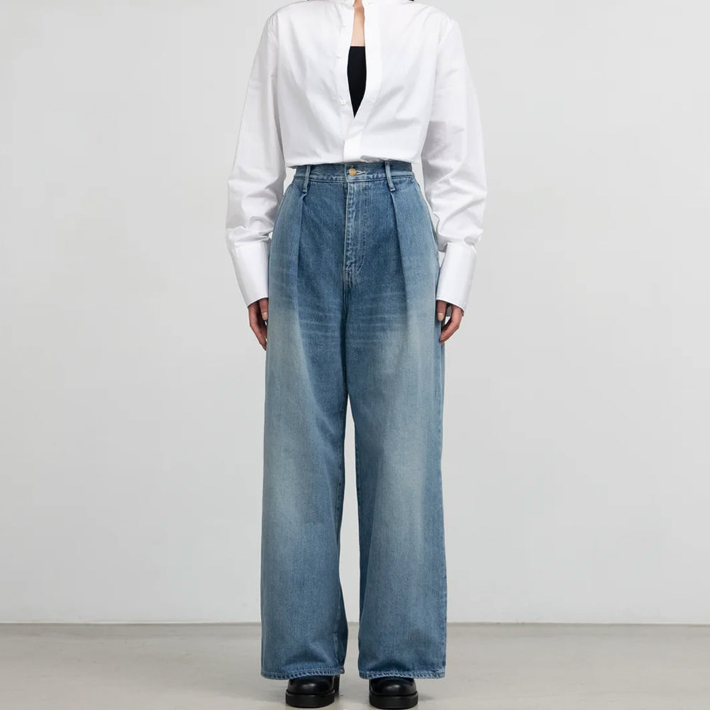 Graphpaper - Selvage Denim Two Tuck Wide Pants-LIGHT FADE-