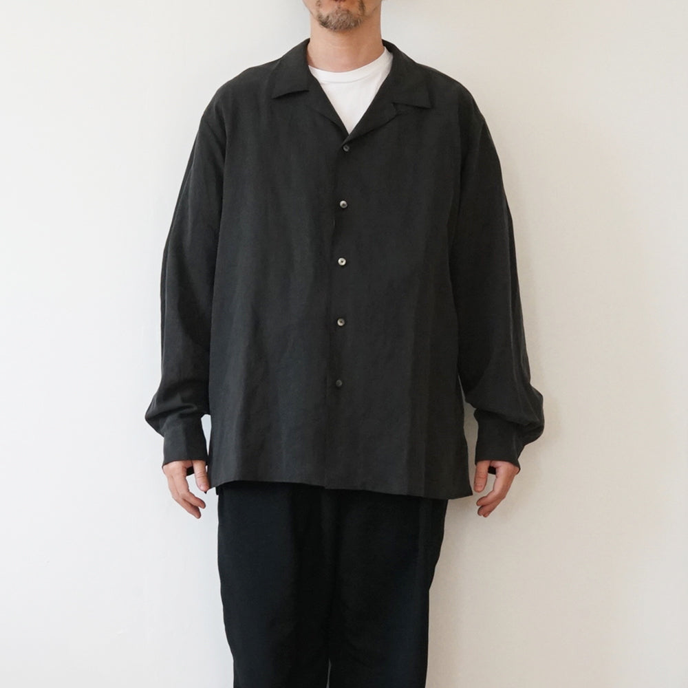 A.PRESSE - Silk Linen Open Collar L/S Shirt