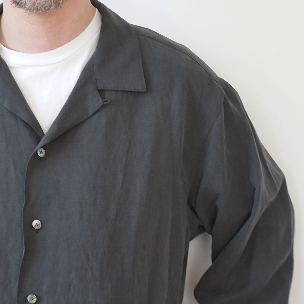 A.PRESSE - Silk Linen Open Collar L/S Shirt