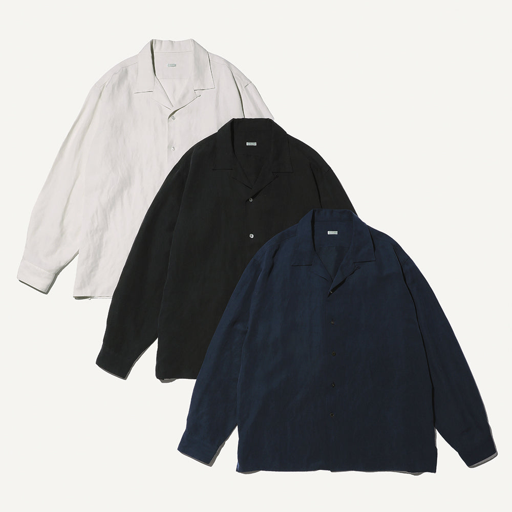 A.PRESSE - Silk Linen Open Collar L/S Shirt