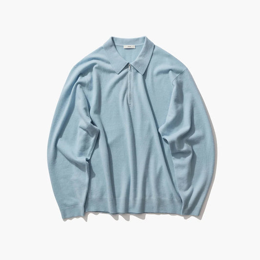 ATON - BABY CASHMERE ZIP UP POLO SWEATER