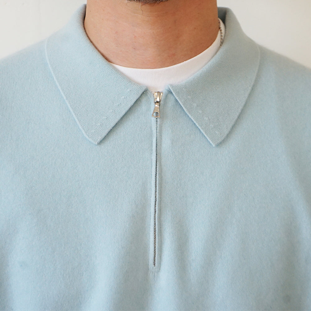 ATON - BABY CASHMERE ZIP UP POLO SWEATER