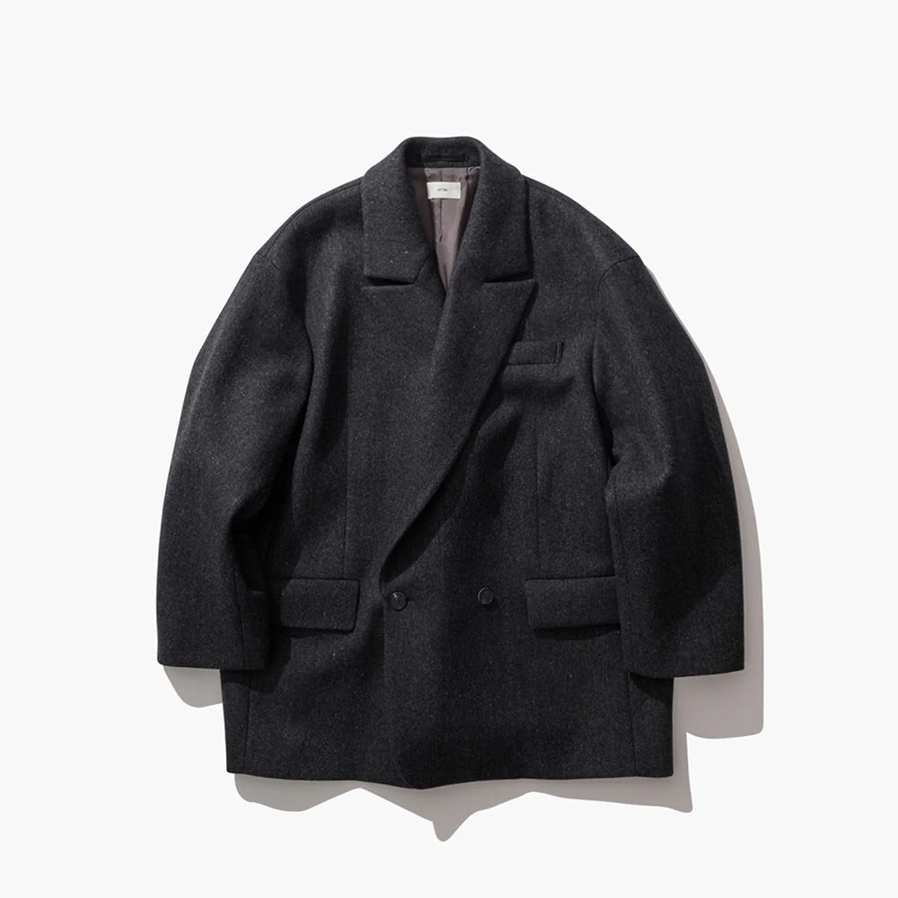 ATON - SUPER 120S DOUBLE MELTON OVERSIZED JACKET COAT