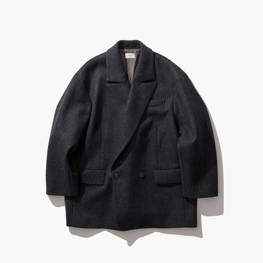 ATON - SUPER 120S DOUBLE MELTON OVERSIZED JACKET COAT