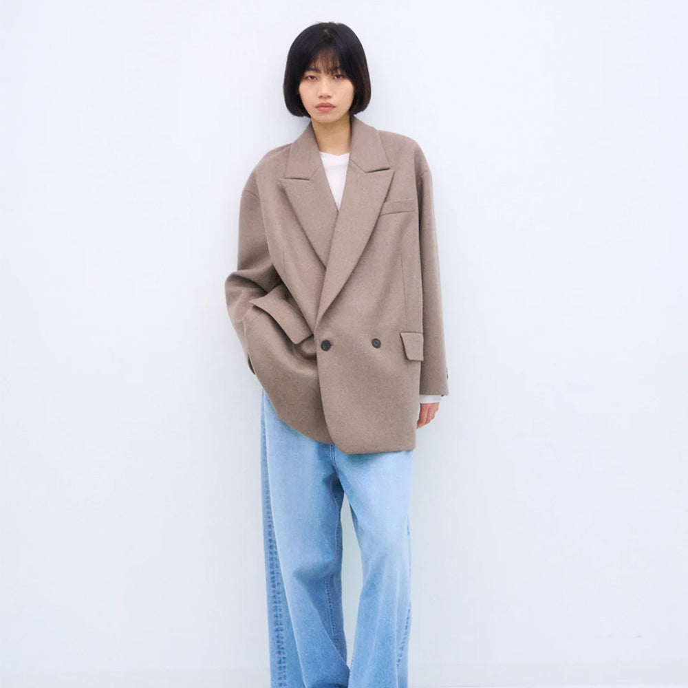 ATON - SUPER 120S DOUBLE MELTON OVERSIZED JACKET COAT