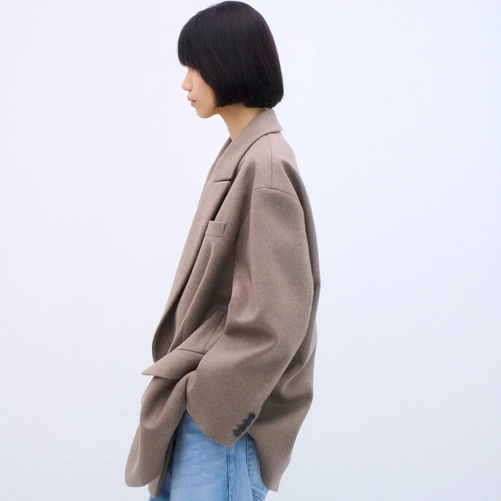 ATON - SUPER 120S DOUBLE MELTON OVERSIZED JACKET COAT