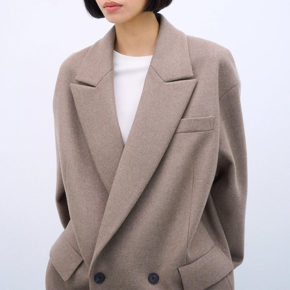 ATON - SUPER 120S DOUBLE MELTON OVERSIZED JACKET COAT