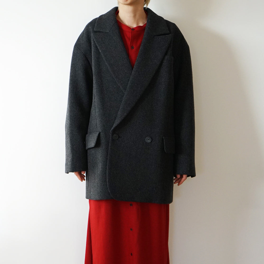 ATON - SUPER 120S DOUBLE MELTON OVERSIZED JACKET COAT