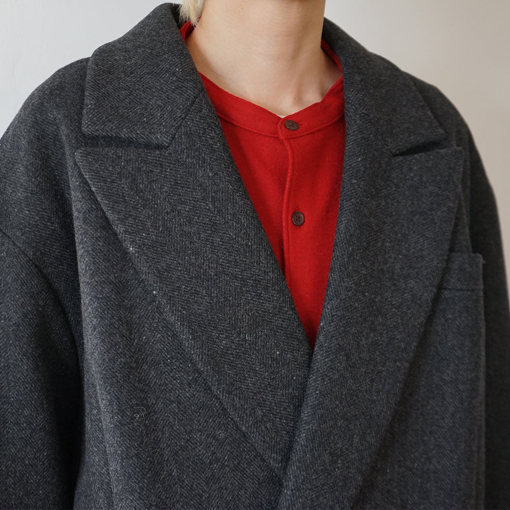 ATON - SUPER 120S DOUBLE MELTON OVERSIZED JACKET COAT