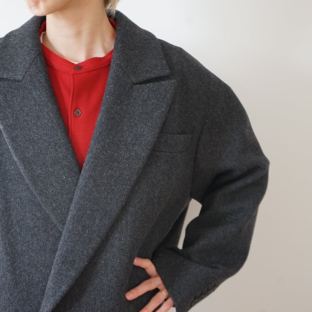 ATON - SUPER 120S DOUBLE MELTON OVERSIZED JACKET COAT