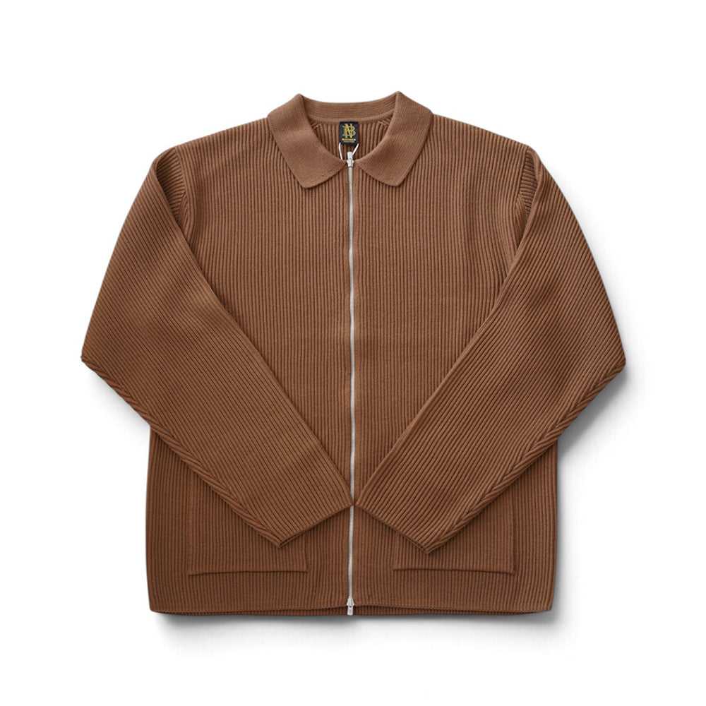 BATONER - SOLID WOOL RIB POLO ZIP UP BLOUSON