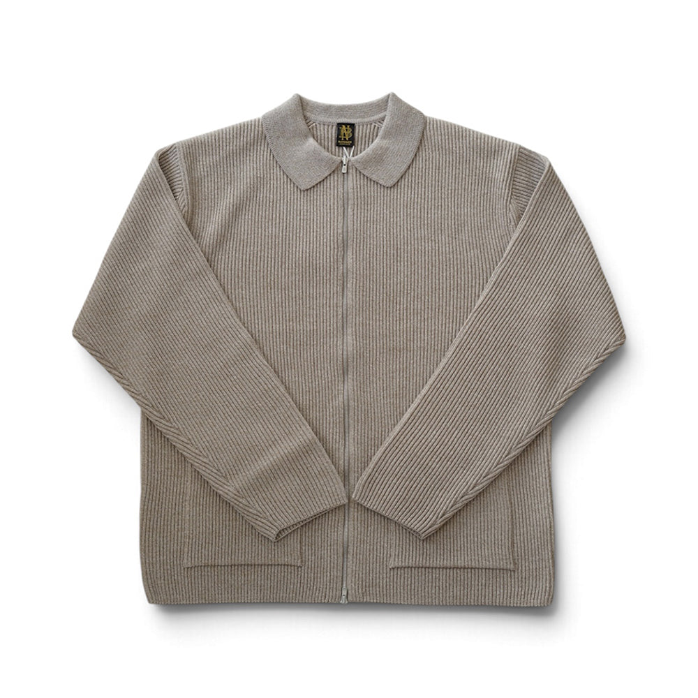 BATONER - SOLID WOOL RIB POLO ZIP UP BLOUSON