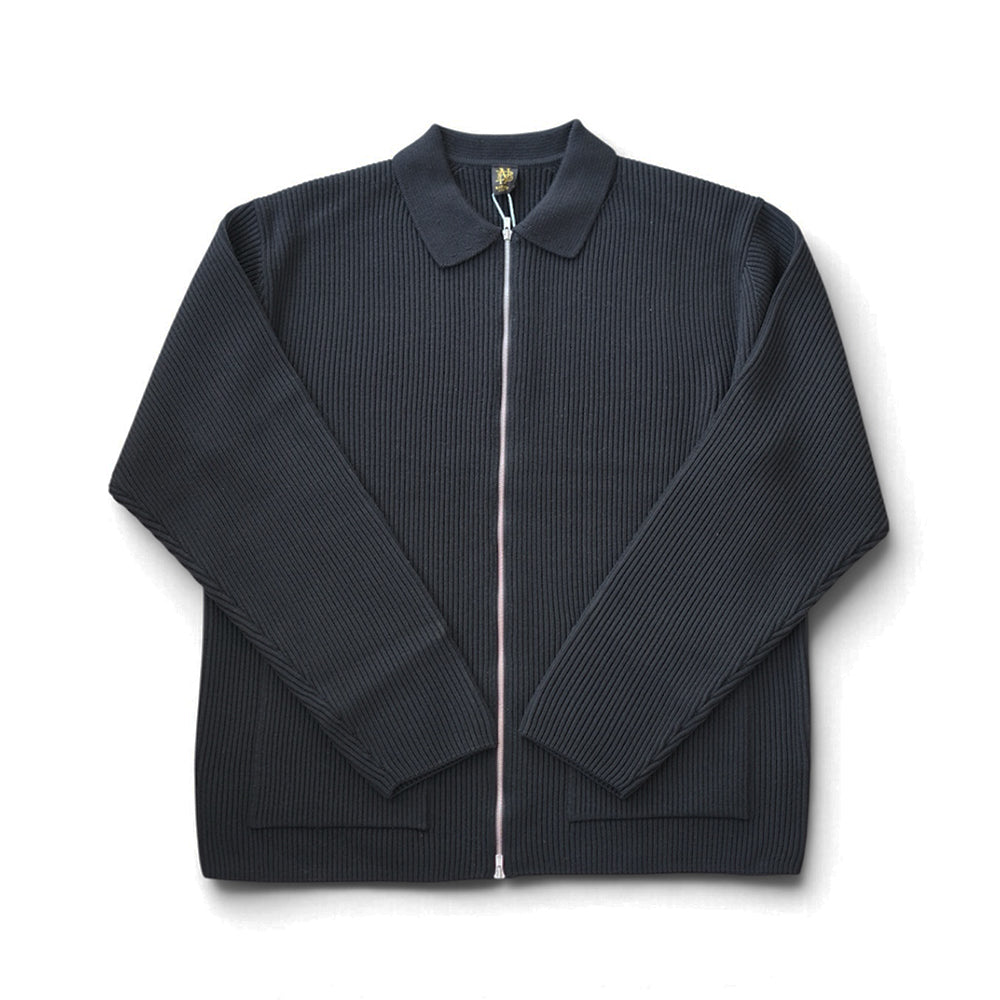 BATONER - SOLID WOOL RIB POLO ZIP UP BLOUSON
