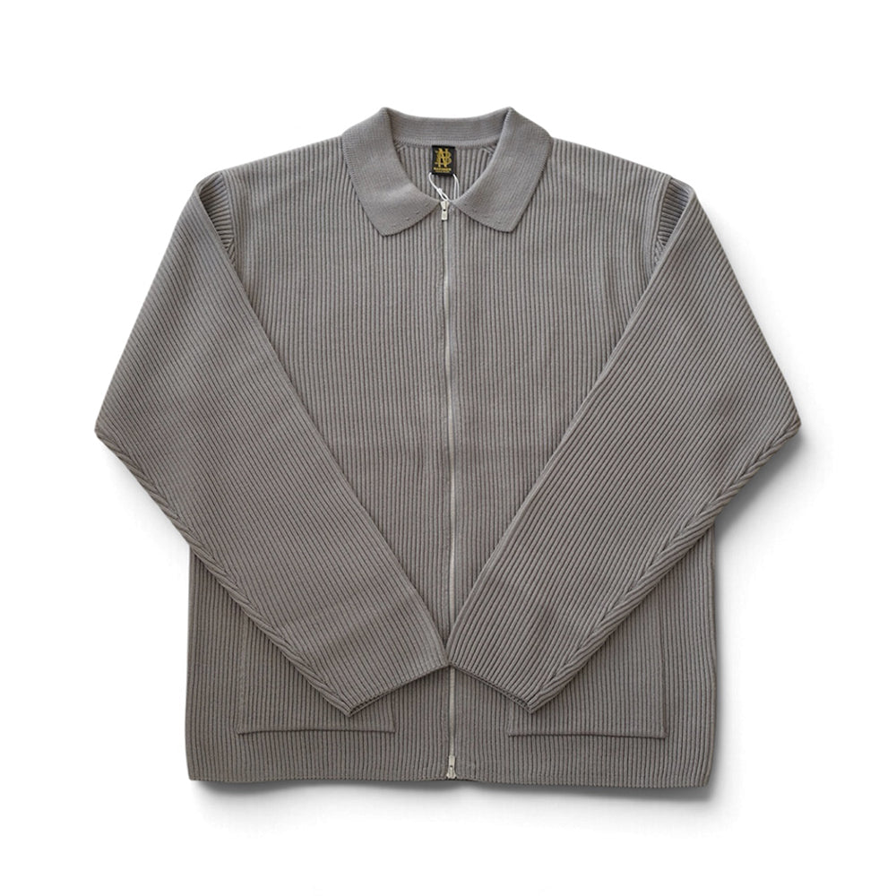 BATONER - SOLID WOOL RIB POLO ZIP UP BLOUSON