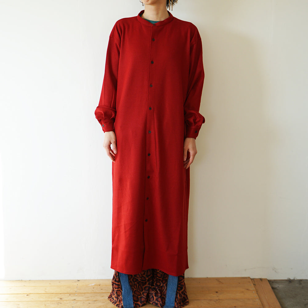 BATONER - MILLED SMOOTH WOOL BAND COLLAR ONEPIECE