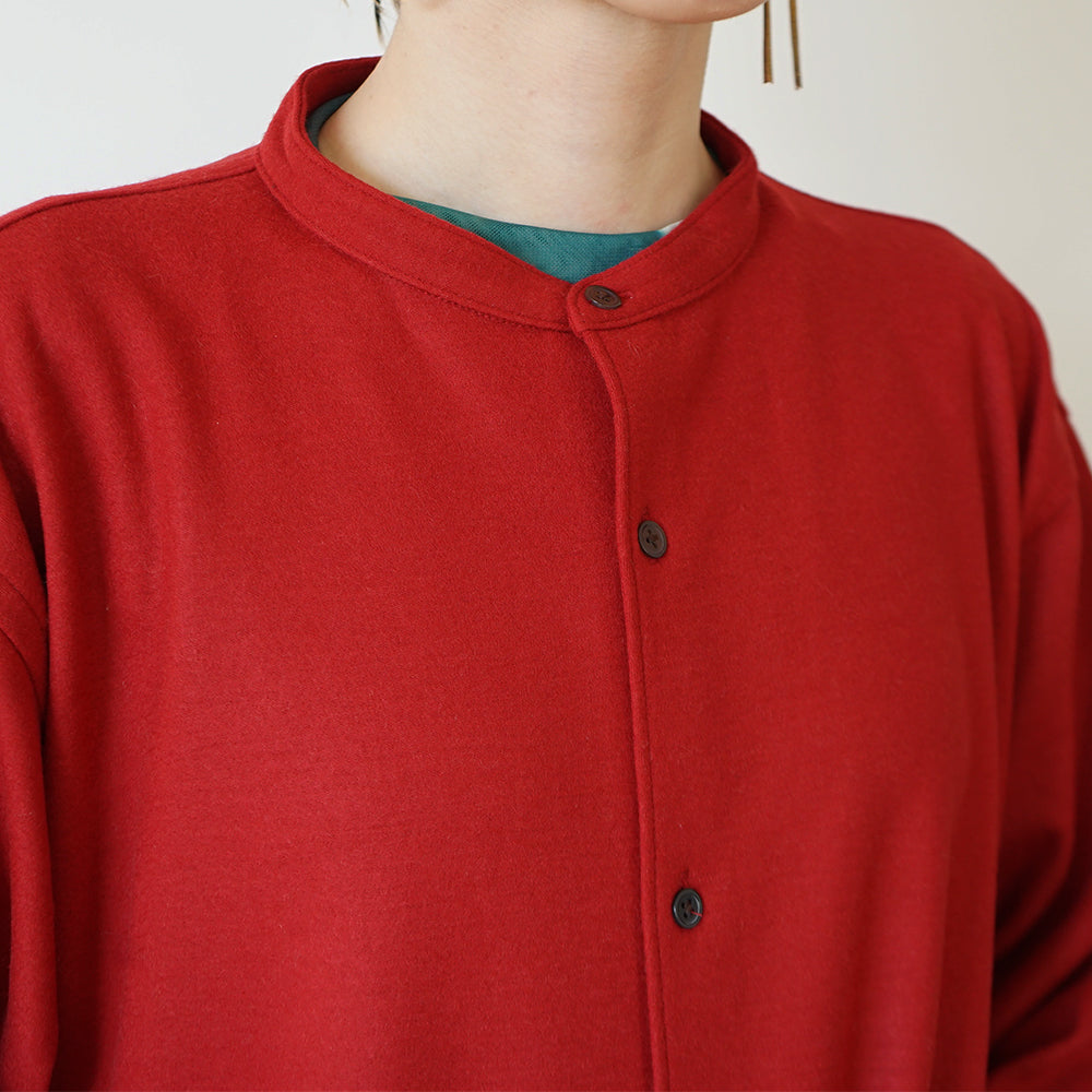 BATONER - MILLED SMOOTH WOOL BAND COLLAR ONEPIECE