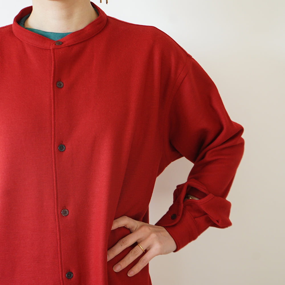 BATONER - MILLED SMOOTH WOOL BAND COLLAR ONEPIECE