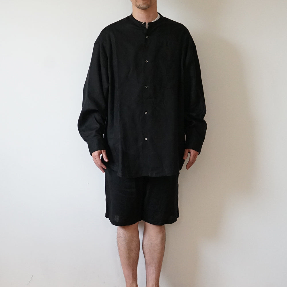 Graphpaper - Linen L/S Oversized Band Collar Shirt