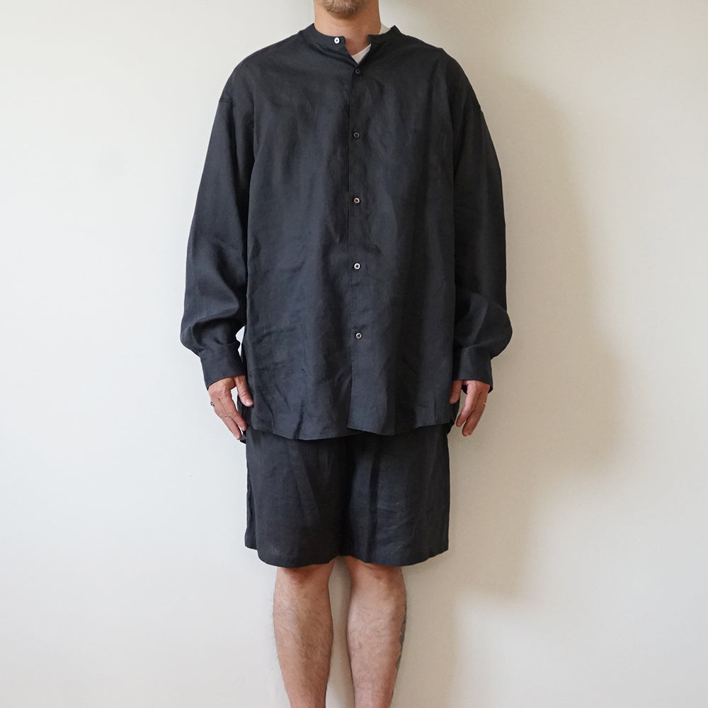Graphpaper - Linen L/S Oversized Band Collar Shirt