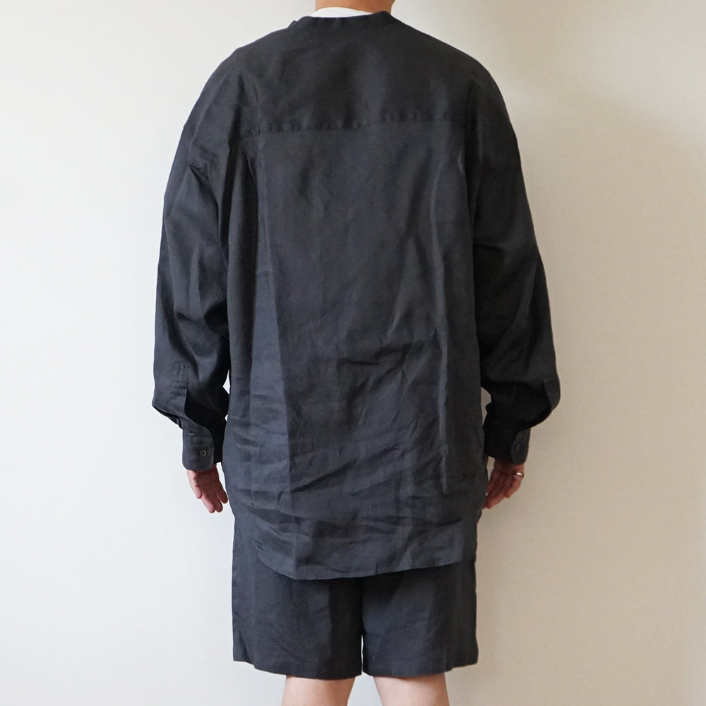 Graphpaper - Linen L/S Oversized Band Collar Shirt