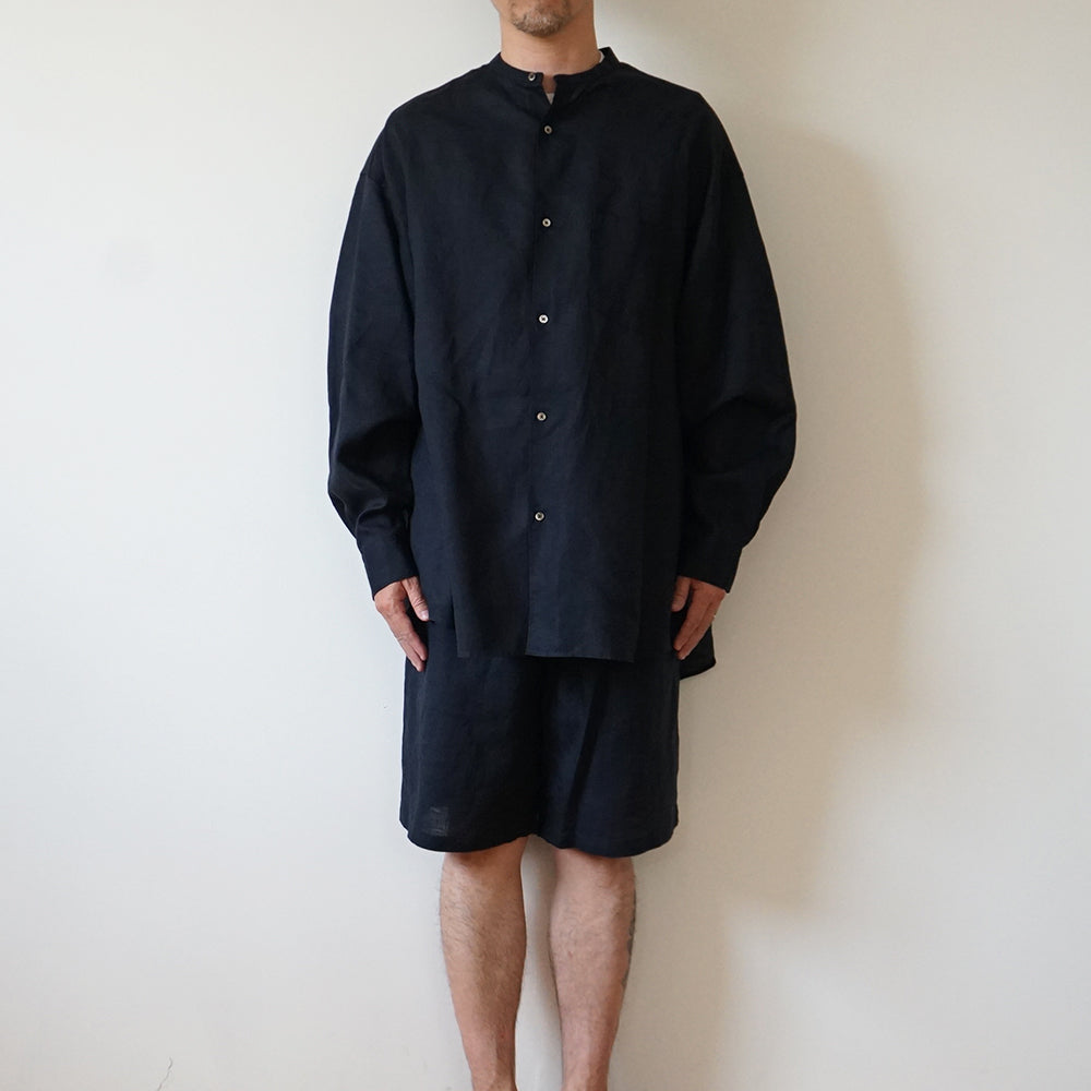 Graphpaper - Linen L/S Oversized Band Collar Shirt