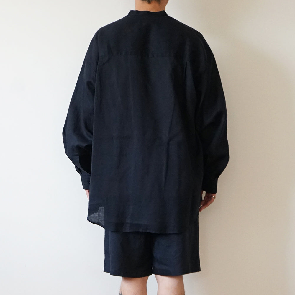 Graphpaper - Linen L/S Oversized Band Collar Shirt