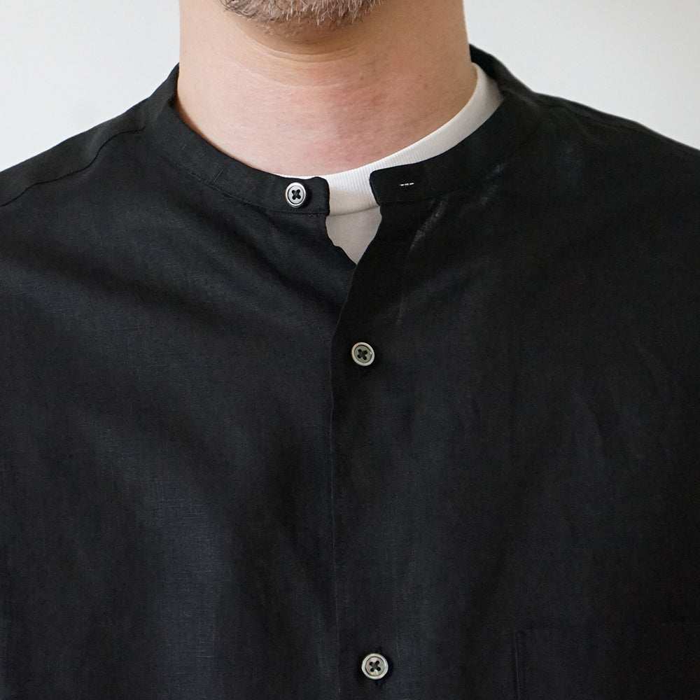 Graphpaper - Linen L/S Oversized Band Collar Shirt
