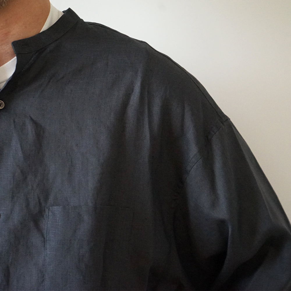 Graphpaper - Linen L/S Oversized Band Collar Shirt