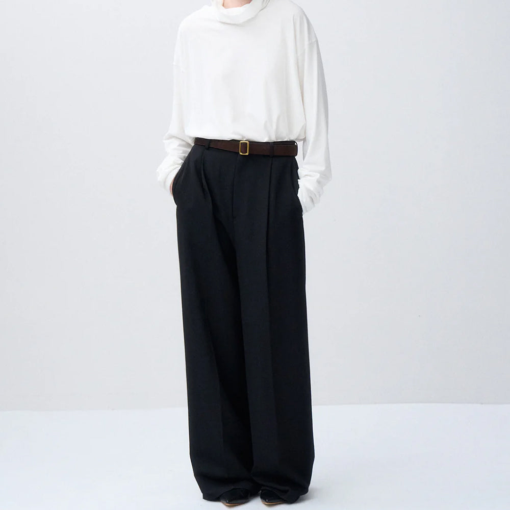 ATON - WOOL GABARDINE WIDE PANTS