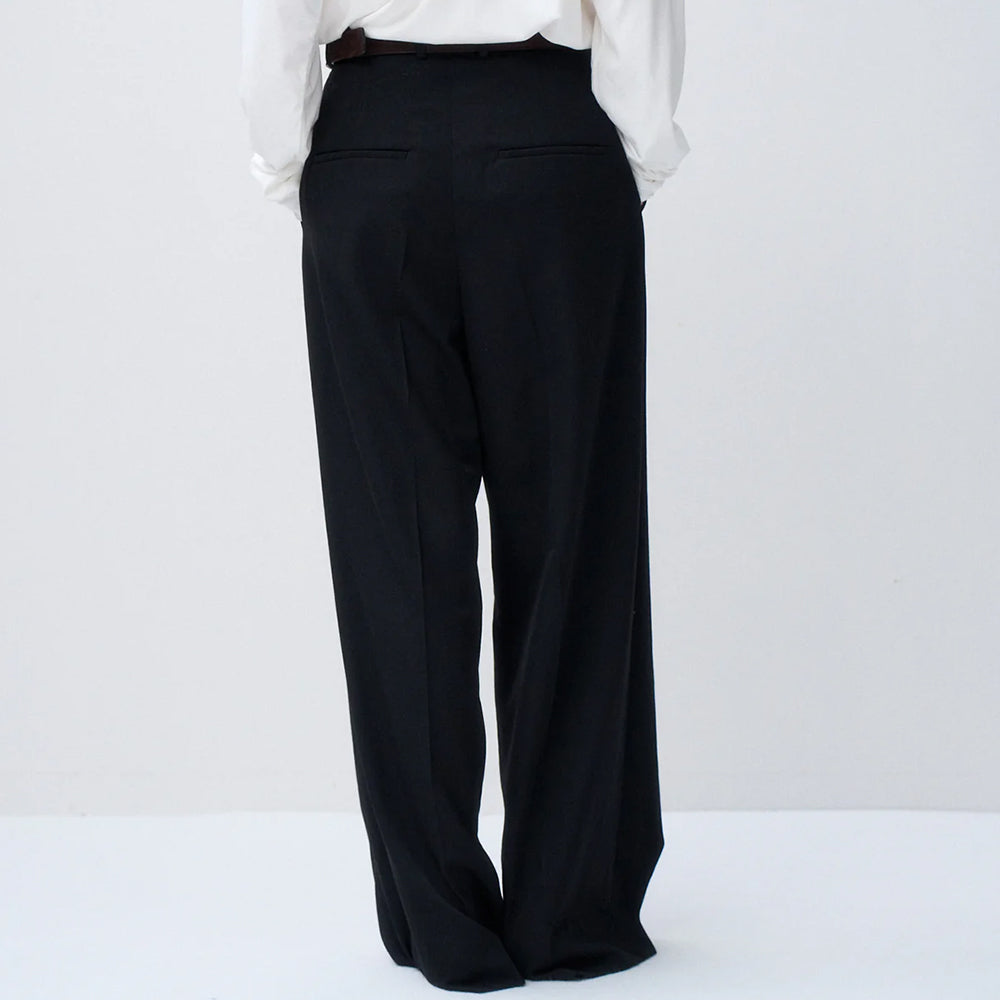 ATON - WOOL GABARDINE WIDE PANTS