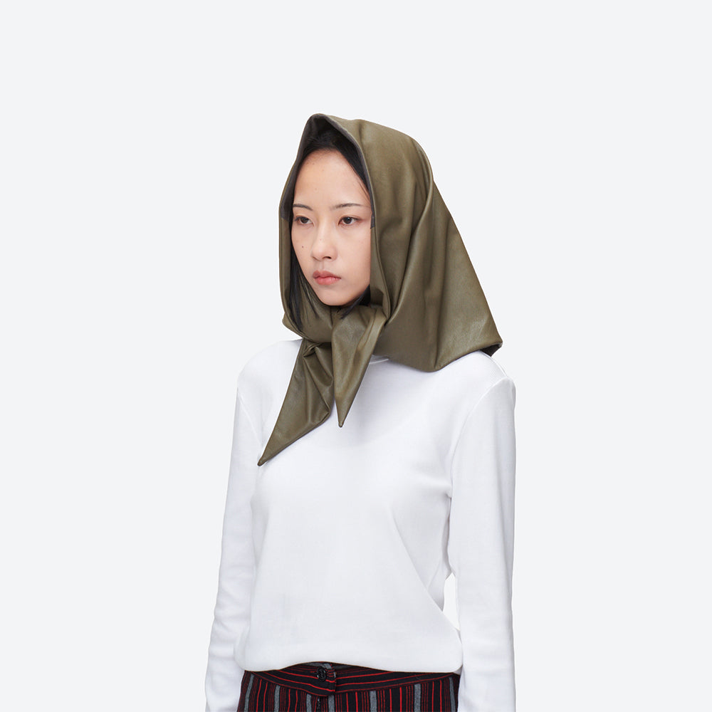 KIJIMA TAKAYUKI - FAUX LEATHER TRIANGLE SCARF
