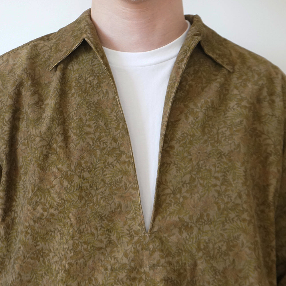 Cale - 21-wale Cord Print Skipper Shirt