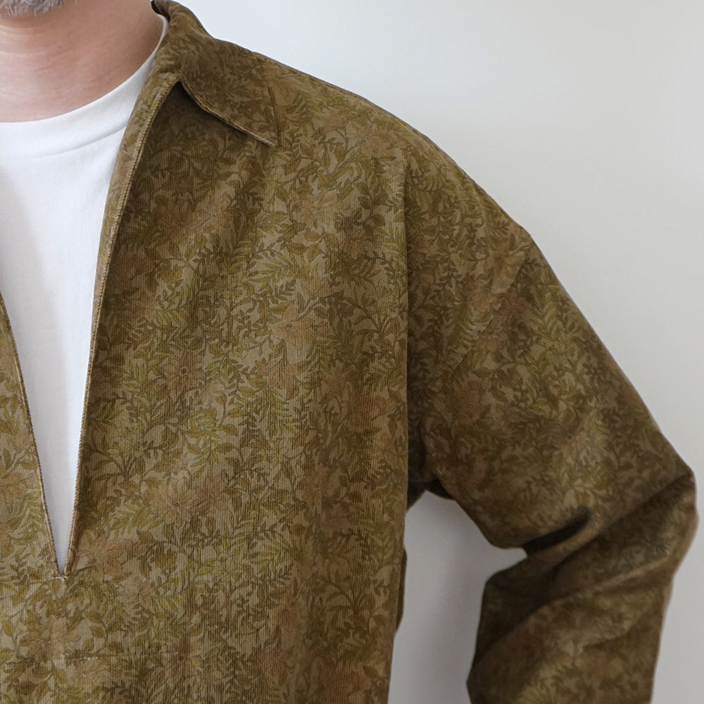 Cale - 21-wale Cord Print Skipper Shirt