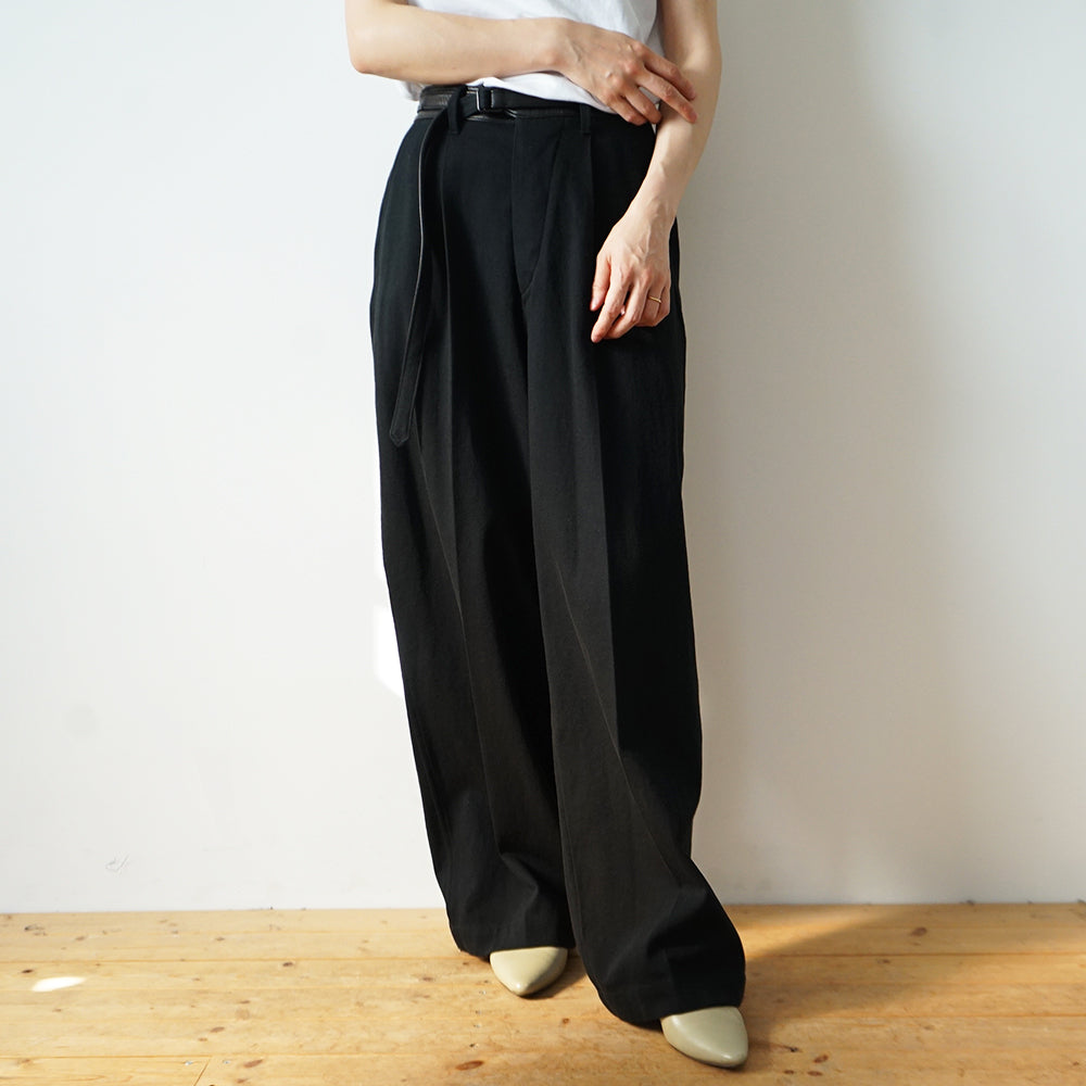 blurhms - Denim-Leather Belted Trousers (Women's)