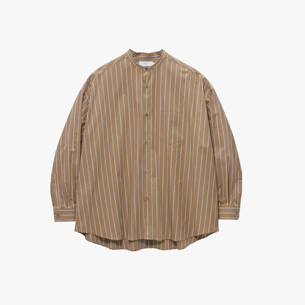 Graphpaper - SIDOGRAS Brown Stripe L/S Oversized Band Collar Shirt