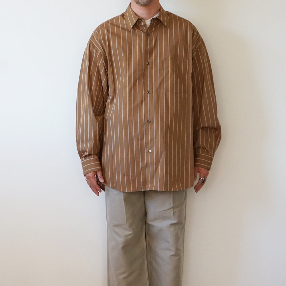 Graphpaper - SIDOGRAS Brown Stripe L/S Oversized Regular Collar Shirt