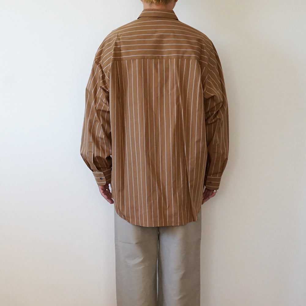 Graphpaper - SIDOGRAS Brown Stripe L/S Oversized Regular Collar Shirt