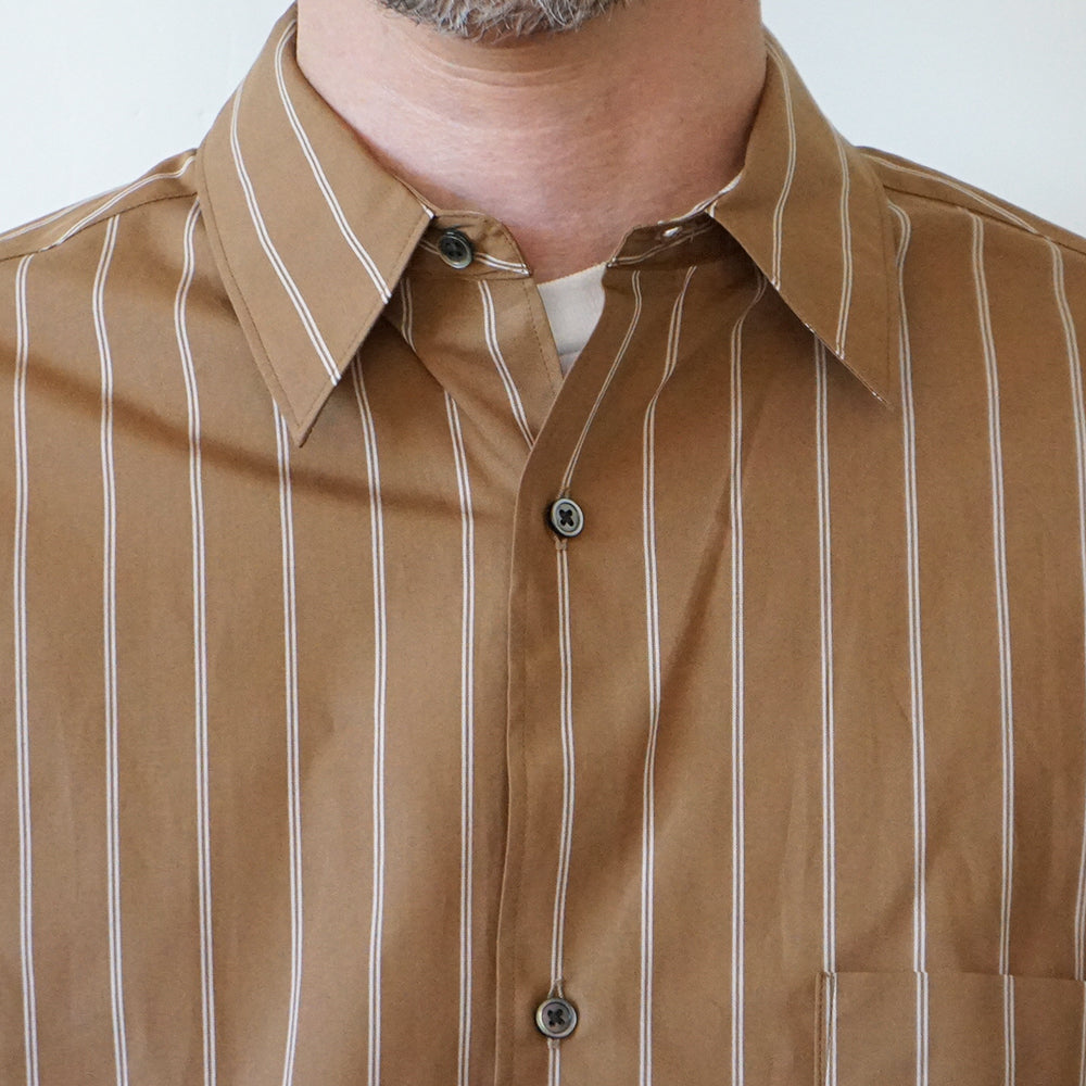 Graphpaper - SIDOGRAS Brown Stripe L/S Oversized Regular Collar Shirt